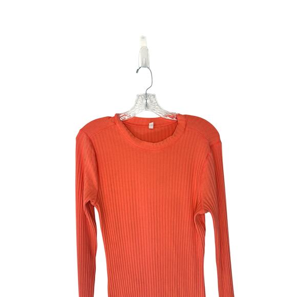 Free‎ People Movement Pink Active Gym Ribbed Long Sleeve Cuffins Shirt Medium - Picture 4 of 14